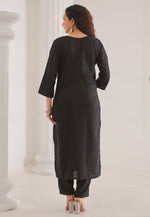 Load image into Gallery viewer, Black Viscose Rayon Readymade Pakistani Suit
