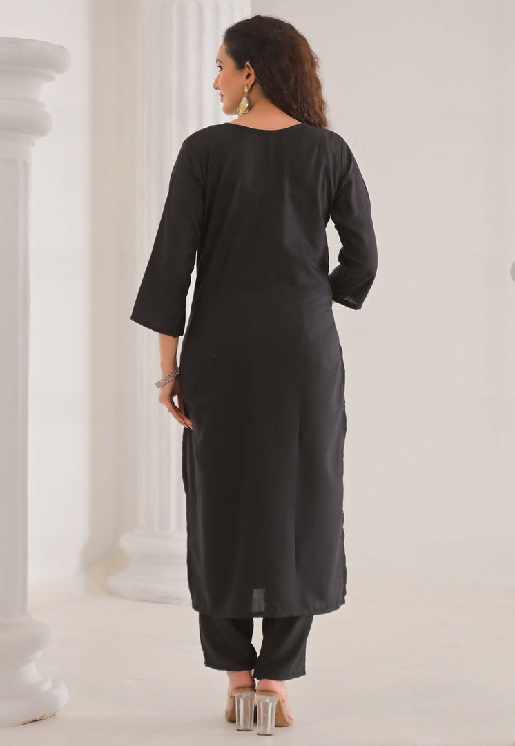 Black Viscose Rayon Readymade Pakistani Suit