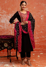 Load image into Gallery viewer, Black Viscose Rayon Readymade Pant Style Suit
