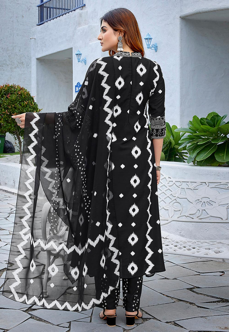 Black Viscose Readymade Pakistani Suit