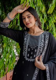 Black Viscose Readymade Pakistani Suit