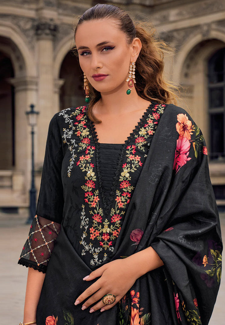 Black Viscose Readymade Pant Style Suit