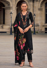 Load image into Gallery viewer, Black Viscose Readymade Pant Style Suit
