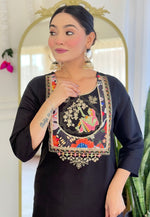 Load image into Gallery viewer, Black Viscose Readymade Pant Style Suit
