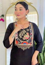 Black Viscose Readymade Pant Style Suit