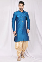 Load image into Gallery viewer, Blue Art Silk Dhoti Kurta
