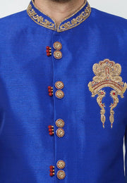 Blue Art Silk Indo Western Sherwani