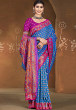 Load image into Gallery viewer, Blue Art Silk Paithani Saree
