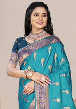 Load image into Gallery viewer, Blue Art Silk Saree With Blouse
