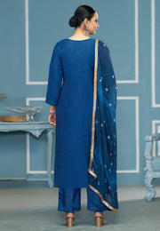 Blue Banarasi Cotton Palazzo Suit