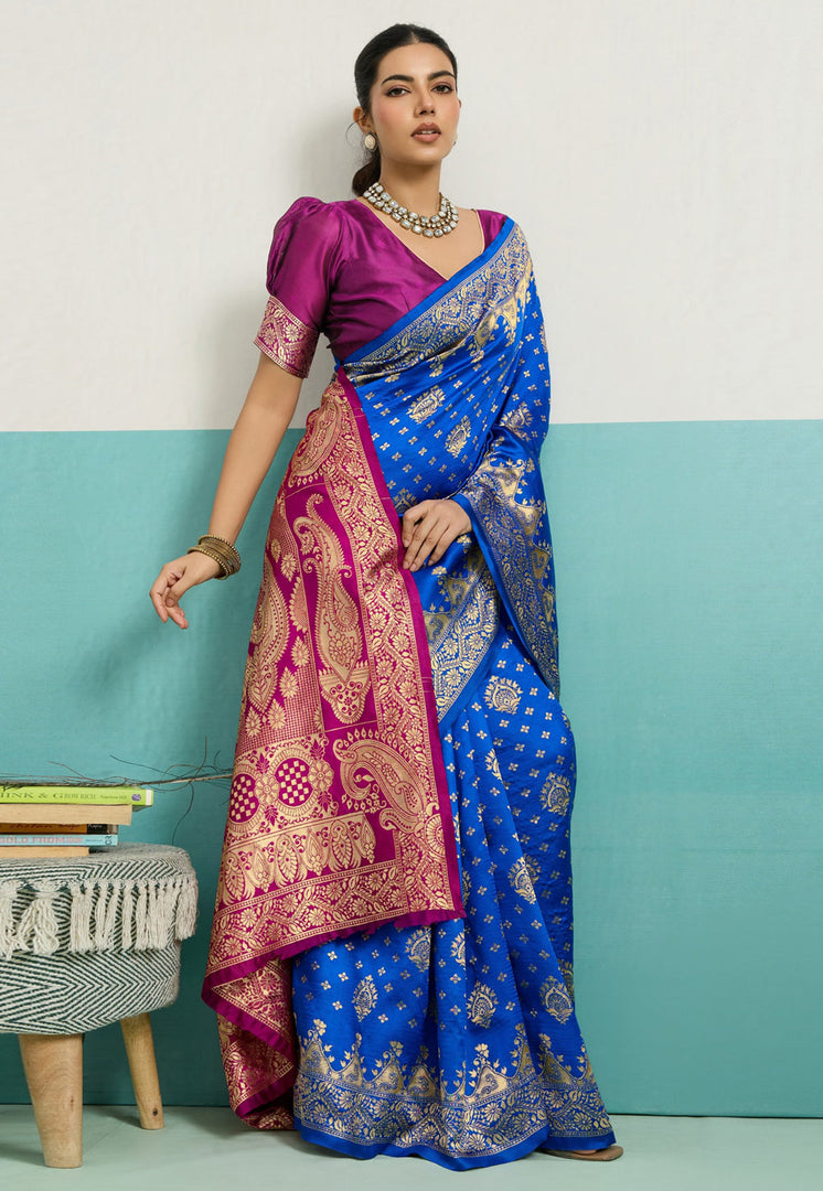 Blue Banarasi Silk Saree