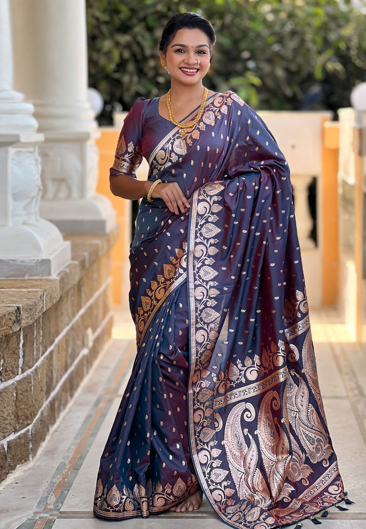 Blue Banarasi Silk Saree
