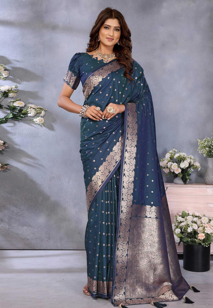 Blue Banarasi Silk Saree