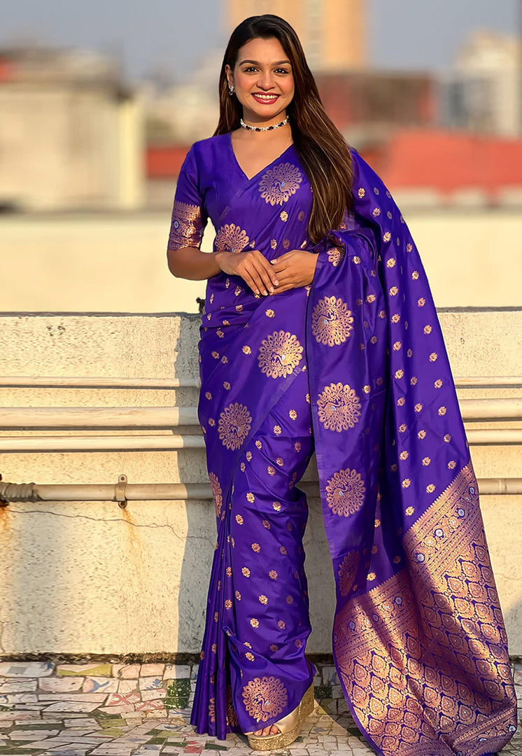 Blue Banarasi Silk Saree