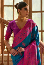 Load image into Gallery viewer, Blue Banarasi Silk Saree
