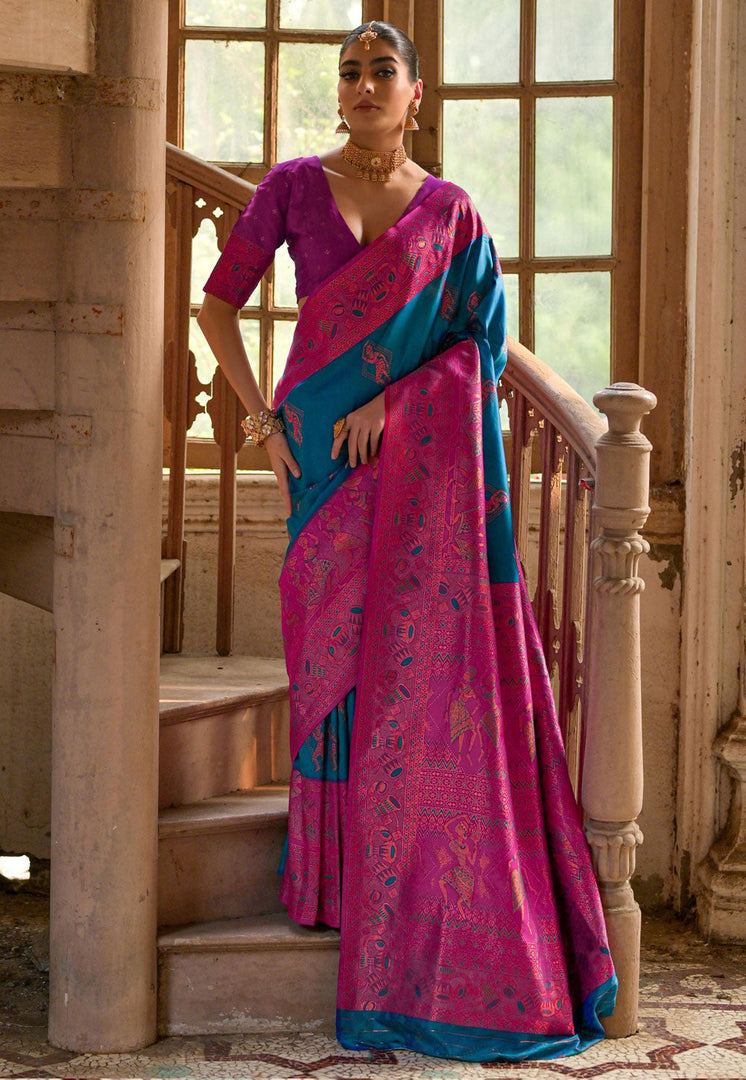 Blue Banarasi Silk Saree