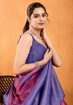 Load image into Gallery viewer, Blue Brocade Silk Saree With Blouse
