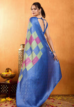 Load image into Gallery viewer, Blue Brocade Silk Saree With Blouse
