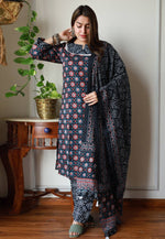 Load image into Gallery viewer, Blue Chanderi Cotton Kurta Set With Pant
