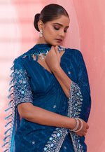 Load image into Gallery viewer, Blue Chiffon Saree With Blouse