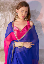 Load image into Gallery viewer, Blue Chiffon Saree With Blouse
