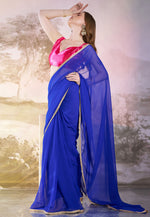 Load image into Gallery viewer, Blue Chiffon Saree With Blouse
