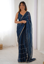 Load image into Gallery viewer, Blue Chiffon Saree With Blouse
