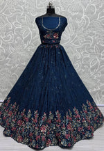Load image into Gallery viewer, Blue Chinon Lehenga Choli
