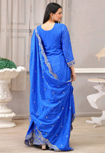 Load image into Gallery viewer, Blue Chinon Readymade Pakistani Suit
