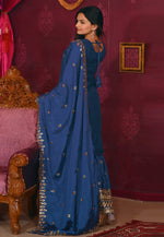 Load image into Gallery viewer, Blue Chinon Readymade Sharara Suit
