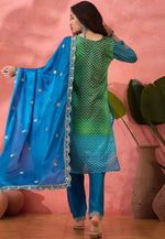 Load image into Gallery viewer, Blue Chinon Silk Readymade Pakistani Suit

