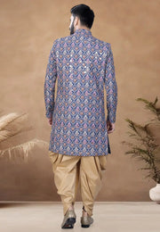 Blue Cotton Indo Western Suit