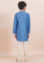 Load image into Gallery viewer, Blue Cotton Jacquard Kids Kurta Pajama
