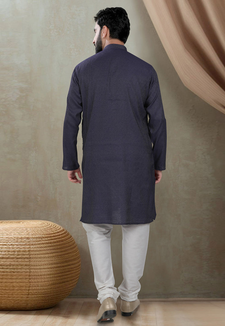 Blue Cotton Kurta Pajama