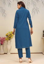 Load image into Gallery viewer, Blue Cotton Kurta Set With Pant
