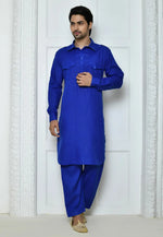 Load image into Gallery viewer, Blue Cotton Pathani Suit
