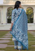 Load image into Gallery viewer, Blue Cotton Readymade Pakistani Suit
