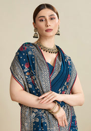 Blue Cotton Saree With Blouse