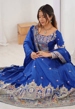 Load image into Gallery viewer, Blue Crepe Silk Navratri Chaniya Choli
