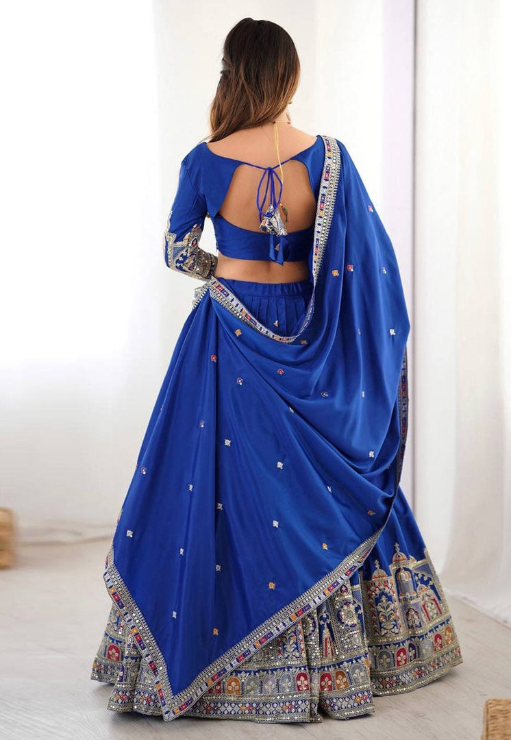 Blue Crepe Silk Navratri Chaniya Choli