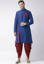 Load image into Gallery viewer, Blue Dupion Silk Dhoti Kurta

