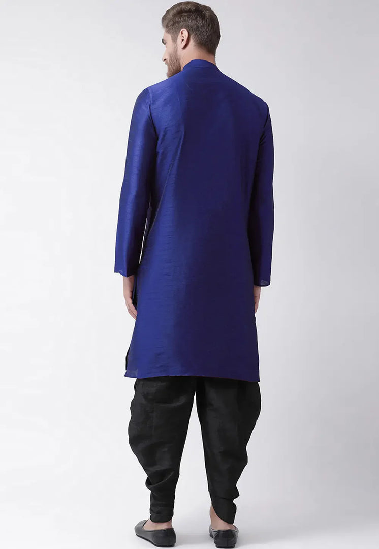 Blue Dupion Silk Dhoti Kurta