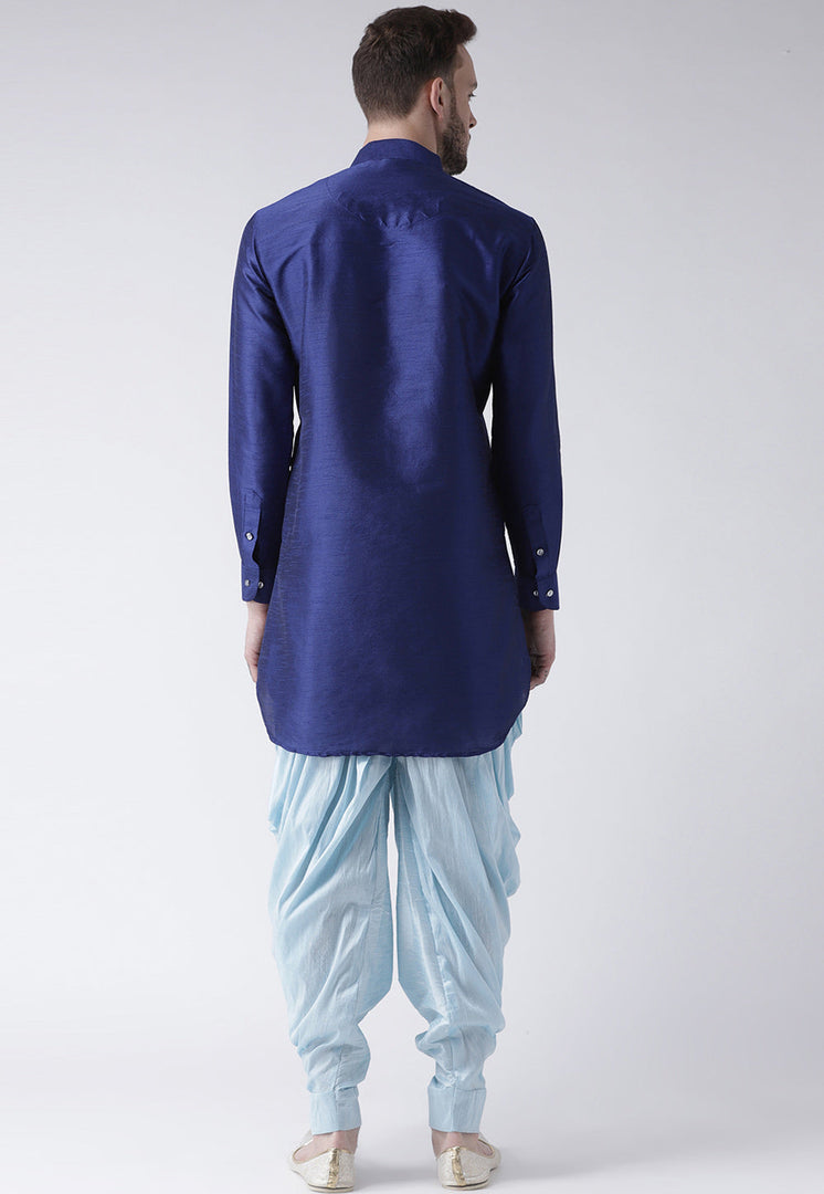Blue Dupion Silk Dhoti Kurta