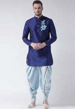 Load image into Gallery viewer, Blue Dupion Silk Dhoti Kurta
