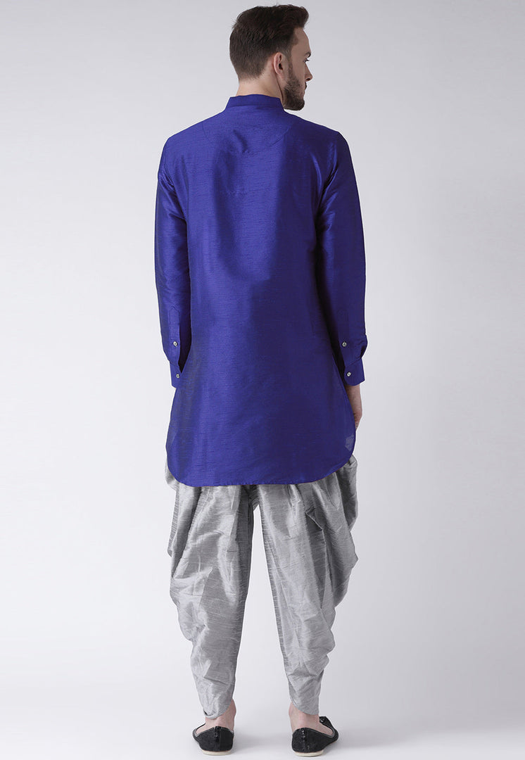 Blue Dupion Silk Dhoti Kurta