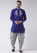 Load image into Gallery viewer, Blue Dupion Silk Dhoti Kurta
