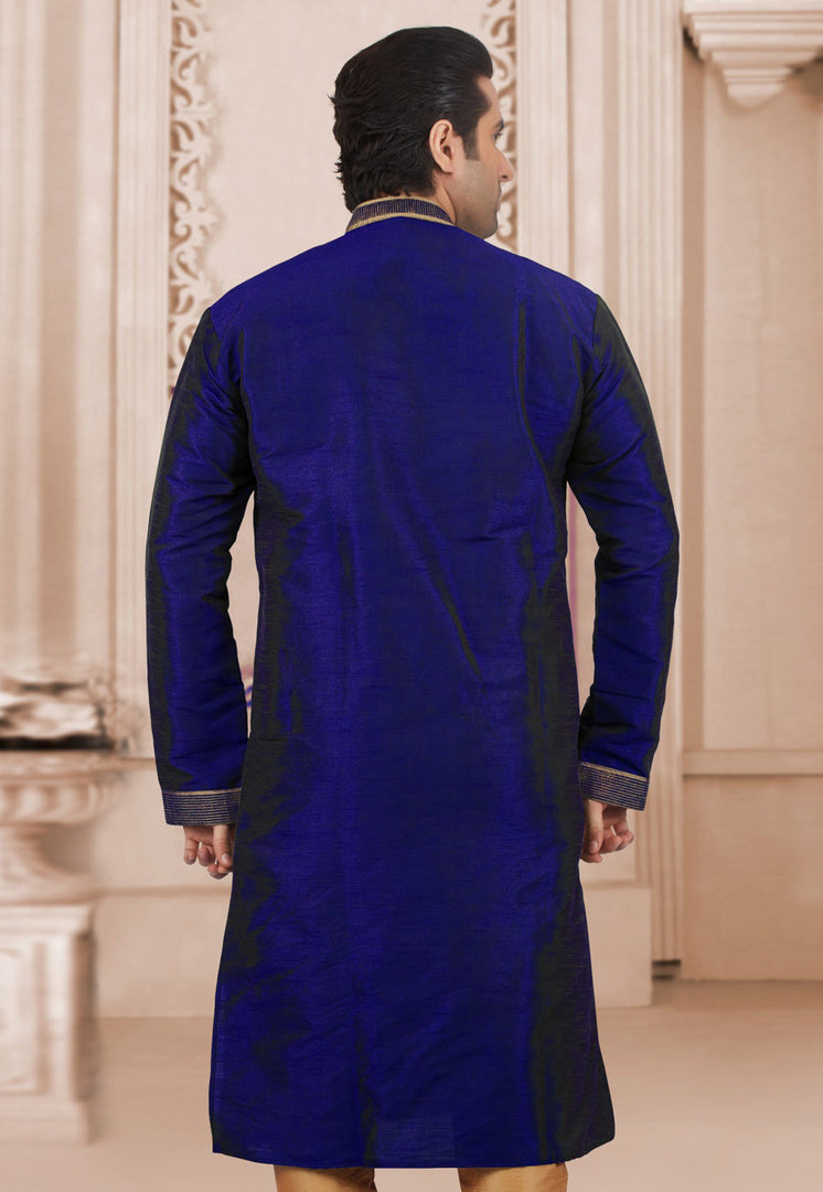 Blue Dupion Silk Kurta Pajama