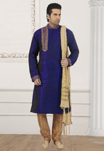 Load image into Gallery viewer, Blue Dupion Silk Kurta Pajama
