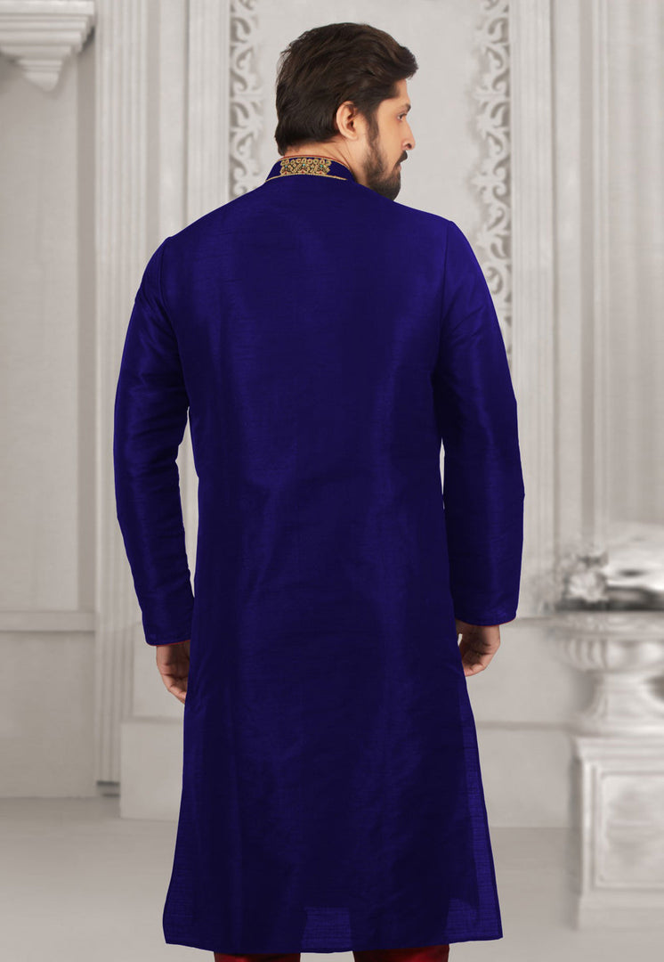 Blue Dupion Silk Kurta Pajama