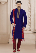 Load image into Gallery viewer, Blue Dupion Silk Kurta Pajama
